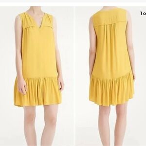 J crew ruffle sleeveless dress yellow L